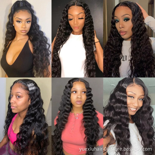 Deep Wave Remy Hair Wig Brazilian Transparent Lace Front Human Hair Wigs Virgin Hair Black Wig